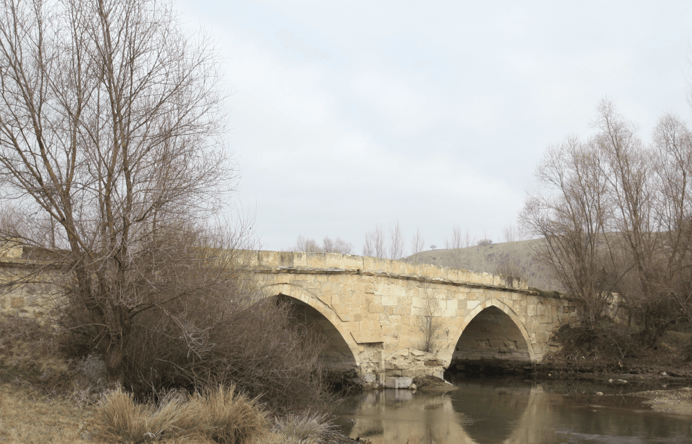 A two-arched historic stone bridge, built in 1516 during Sultan Selim I's Egyptian campaign.